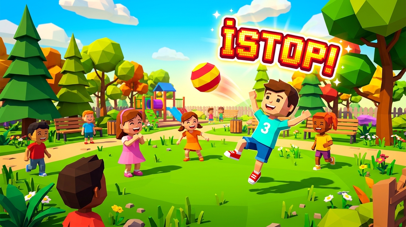 İstop 3D parkta geleneksel çocuk top oyunu